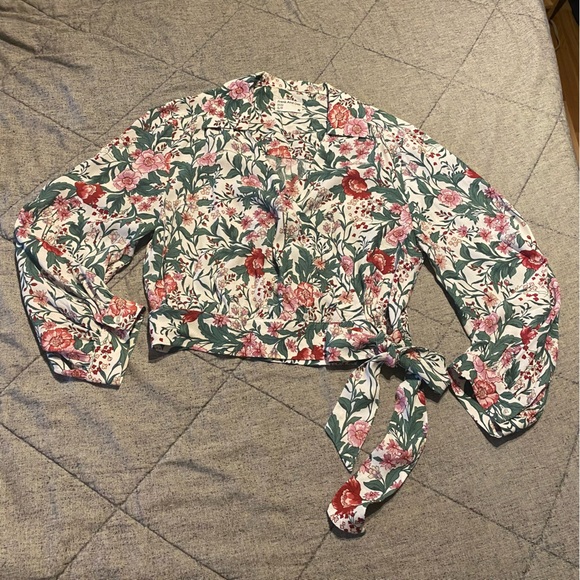 Frank & Oak Botanical Print Wrap Top - Picture 5 of 10